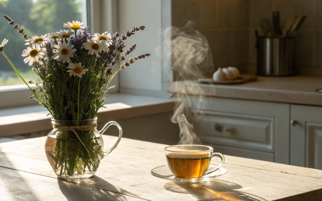 A cup of herbal tea, a natural remedy for menopause hot flashes.