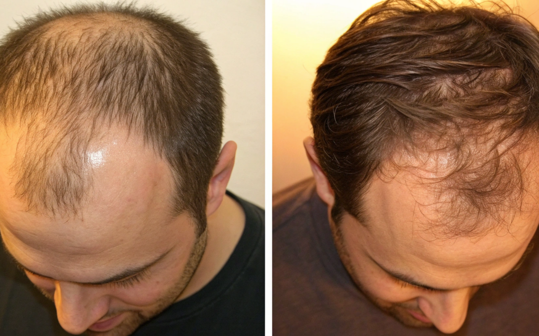 3 month PRP for hair loss before and after showing increased hair density.