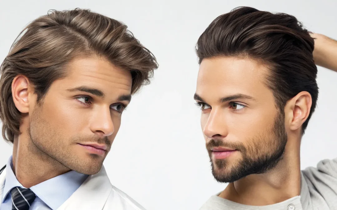 Two men with thick hair, demonstrating the advantages of PRP hair treatment.