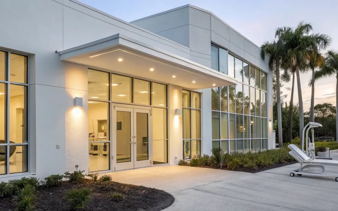 The modern exterior of a top anti-aging clinic in Fort Lauderdale.