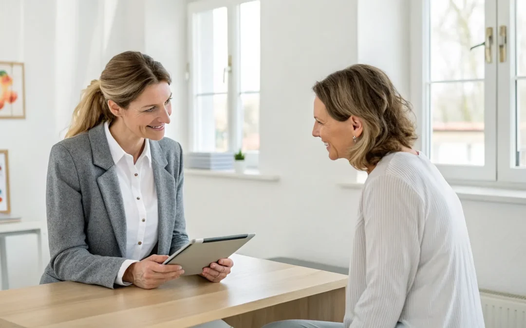 Holistic doctor and patient discussing a care plan for chronic fatigue.
