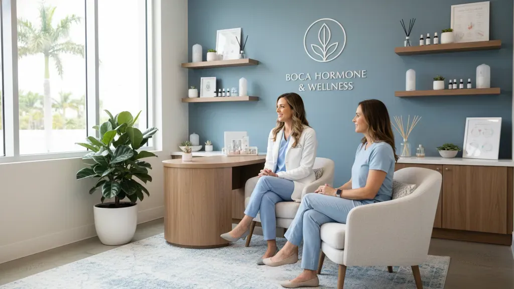 Dr. Yuabova consulting with a patient about bioidentical hormone replacement therapy in Boca Raton at National Wellness Group