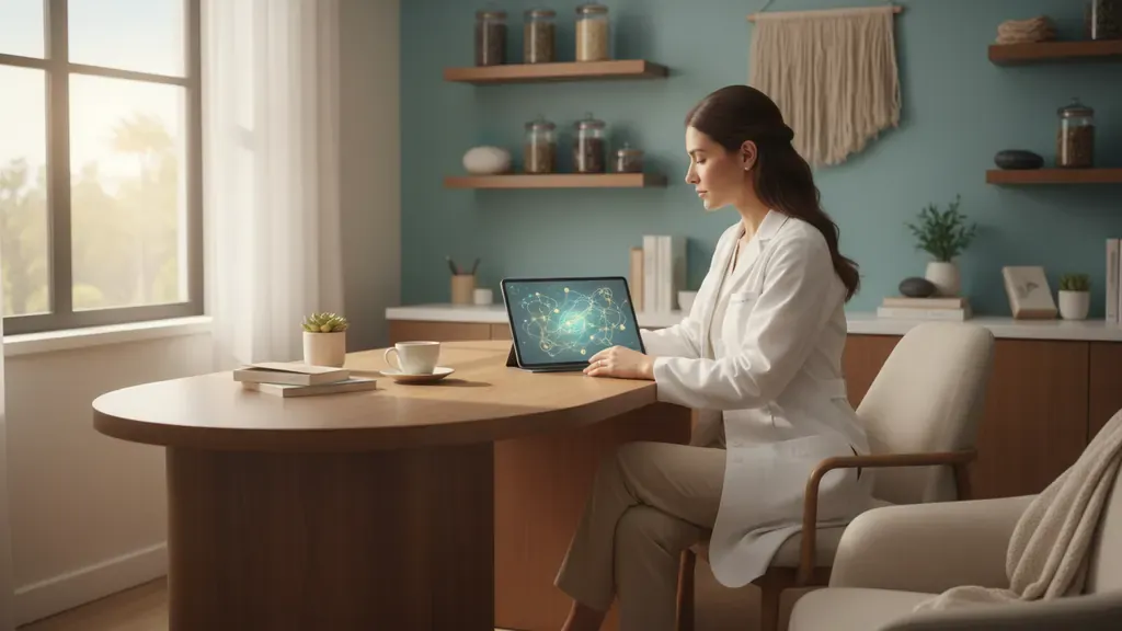 Functional medicine clinician reviewing mitochondrial health and cellular energy insights