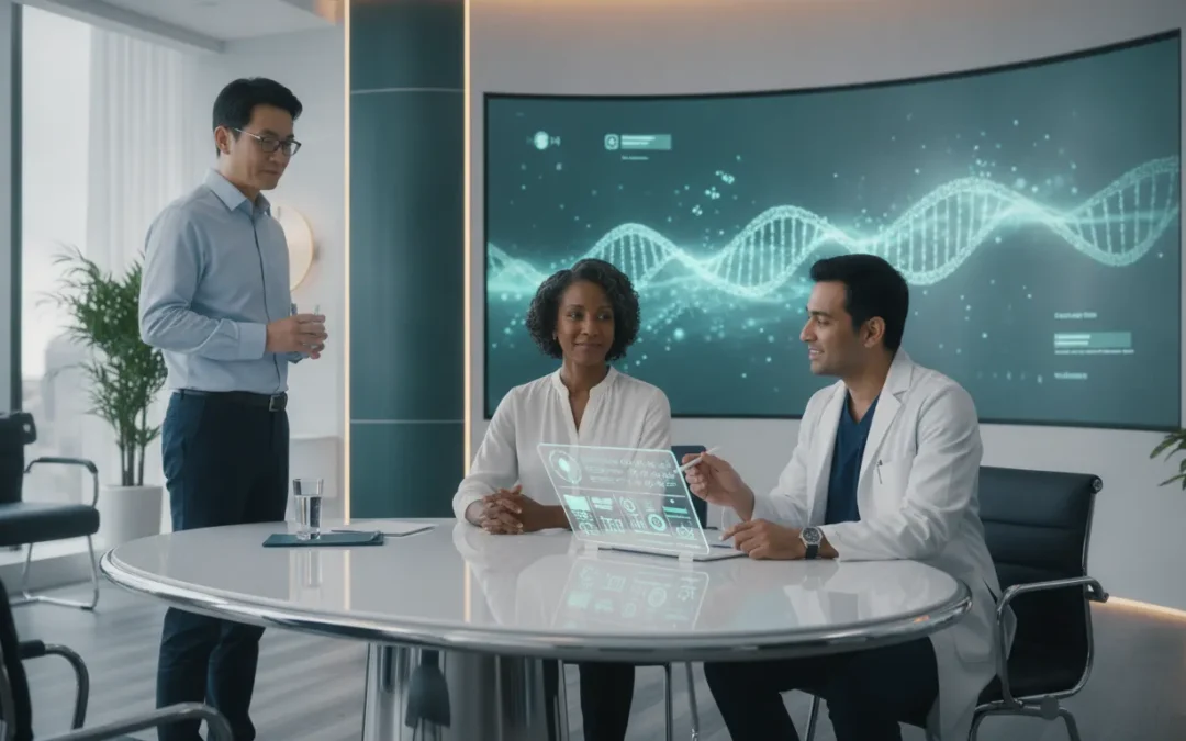 Clinician and patient reviewing biological age testing data