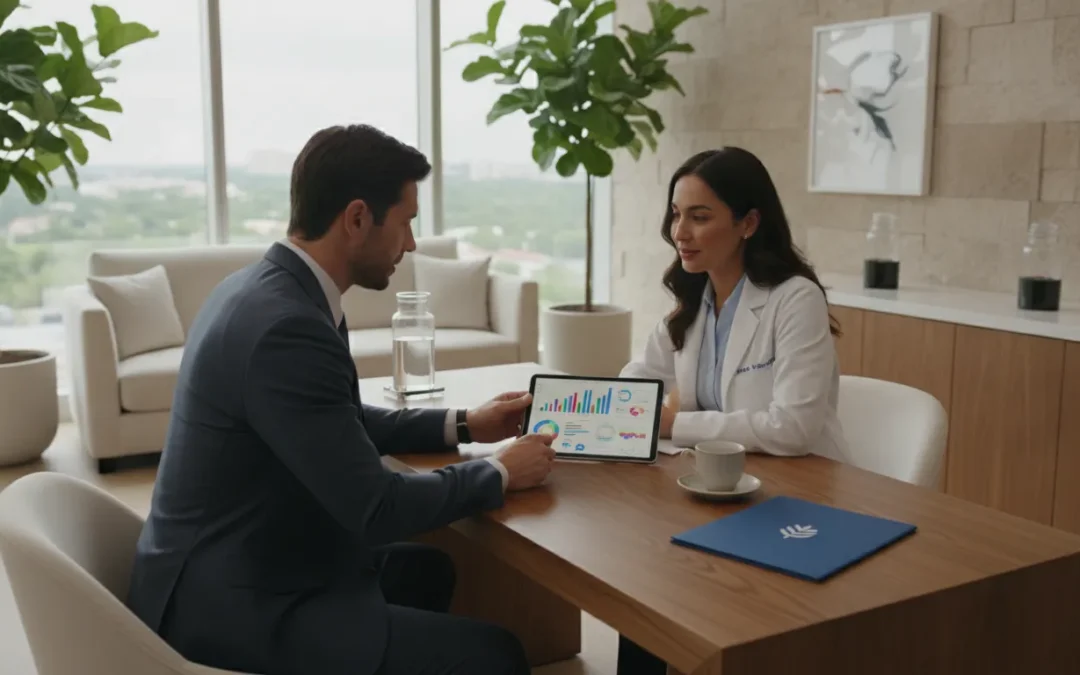High-performing professional reviewing health data with a clinician