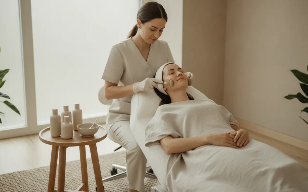 Patient receiving a gentle serum application in a calm treatment room